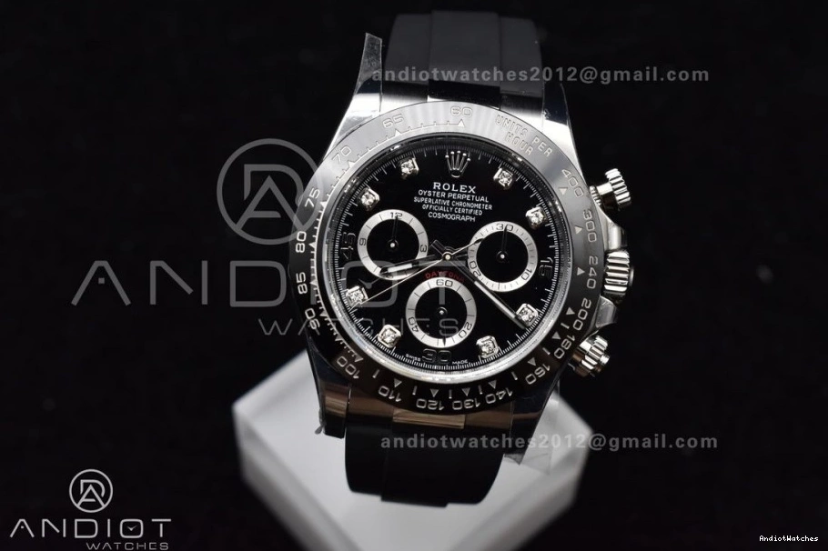 on 116519 Dial Oysterflex SA Rubber Strap BTF Best Edition Contemporary Diamonds Black 768 1:1 Daytona 0506
